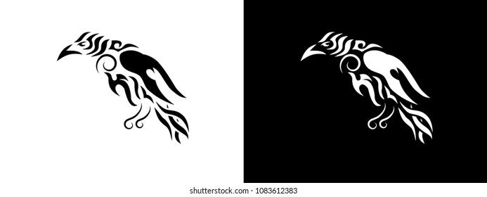 Tribal raven illustration.