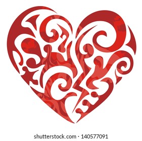 Corazón rojo tribal