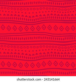 Tribal red vector pattern. Vector illustration. Abstract geometric pattern. Seamless pattern for fabric, paper and other printing and web projects.
