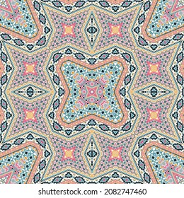 Tribal repeating pattern graphic design. Abstract geometric texture. Scarf print in ethnic style. Mosaic motifs in ethno style.