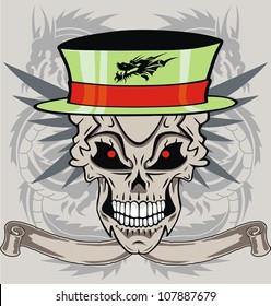 tribal ribbon skull