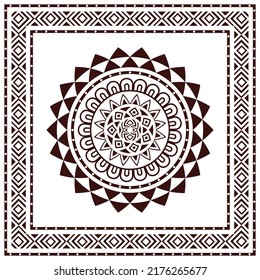 Tribal scarf bandana pattern. Polynesian Maori style design for woman hijab, boho carpet, bandana, neckwear, batik, rug, shawl, pillow case. square pattern