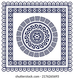 Tribal scarf bandana pattern. Polynesian Maori style design for woman hijab, boho carpet, bandana, neckwear, batik, rug, shawl, pillow case. square pattern