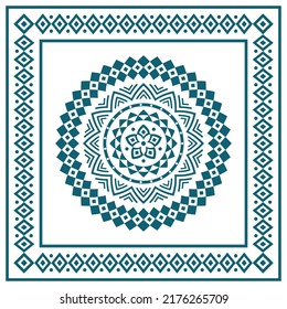 Tribal scarf bandana pattern. Polynesian Maori style design for woman hijab, boho carpet, bandana, neckwear, batik, rug, shawl, pillow case. square pattern