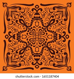 Tribal scarf motives with hand made drawing