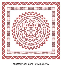 Tribal scarf pattern. Polynesian Maori style design for woman hijab, boho carpet, bandana, neckwear, batik, rug, shawl, pillow case. square pattern design style