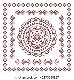 Tribal scarf pattern. Polynesian Maori style design for woman hijab, boho carpet, bandana, neckwear, batik, rug, shawl, pillow case. square pattern design style