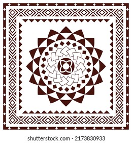 Tribal scarf pattern. Polynesian Maori style design for woman hijab, boho carpet, bandana, neckwear, batik, rug, shawl, pillow case. square pattern design style