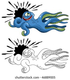 Tribal Sea Monsters. Vector Image. Ready for vinyl cutting;