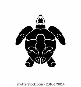 Tribal Sea Turtle Logo. Tattoo Design. Stencil Vector Illustration.