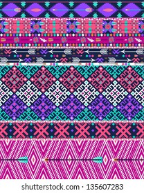 Tribal Seamless Aztec Pattern With Birds And Flowers