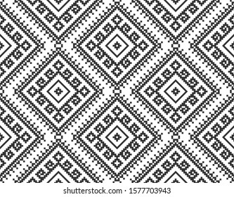 Tribal seamless black and white geometric pattern. Ethnic vector texture.Traditional ornament.