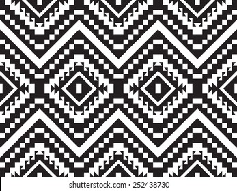 Tribal seamless black and white geometric pattern.