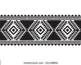 Tribal seamless black and white geometric border pattern.