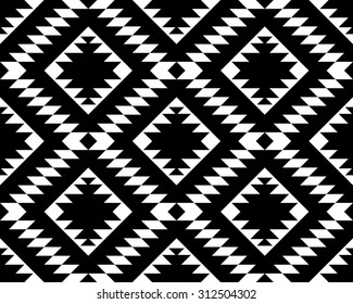 Black White Hand Drawn Tribal Seamless Stock Vector (Royalty Free ...