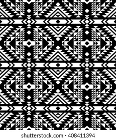 Tribal seamless black and white geometric pattern. Ethnic vector texture.Traditional ornament.