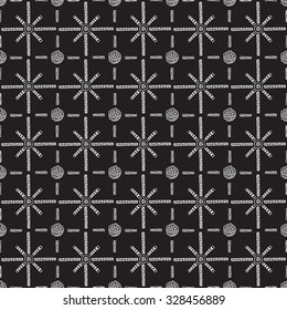 Tribal seamless black and white pattern. Vector background.