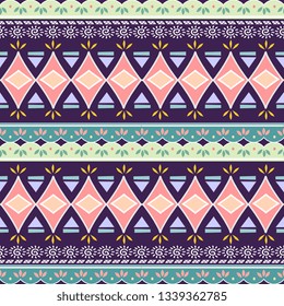 Tribal seamless chevron triangle pattern. African print decorative traditional vintage. Colorful abstract background. Hand drawn vector illustration trendy for women fashion textile.