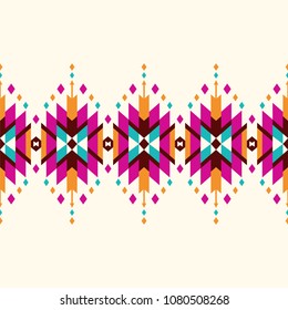 Tribal seamless colorful geometric border pattern. Ethnic vector texture.Traditional ornament.