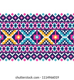 Tribal seamless colorful geometric border pattern. Ethnic vector texture.Traditional ornament.