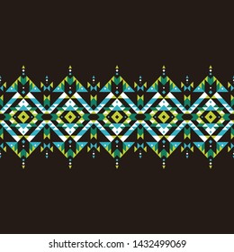 Tribal seamless colorful geometric border pattern. Ethnic vector texture.Traditional ornament.
