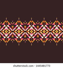 Tribal seamless colorful geometric border pattern. Ethnic vector texture.Traditional ornament.