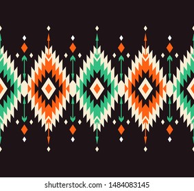 Tribal seamless colorful geometric border pattern. Ethnic vector texture.Traditional ornament.
