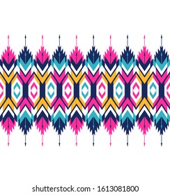 Tribal seamless colorful geometric border pattern. Ethnic vector texture.Traditional ornament.