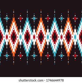 Tribal seamless colorful geometric border pattern. Ethnic vector texture.Traditional ornament.