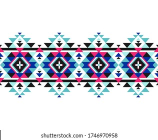 Tribal seamless colorful geometric border pattern. Ethnic vector texture.Traditional ornament.