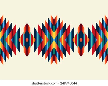 Tribal seamless colorful geometric border pattern .