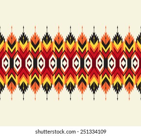 Tribal seamless colorful geometric border pattern.