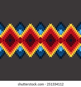 Tribal seamless colorful geometric border pattern.