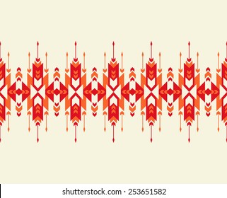 Tribal seamless colorful geometric border pattern.