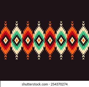 Tribal seamless colorful geometric border pattern.