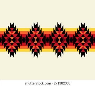 Tribal seamless colorful geometric border pattern.