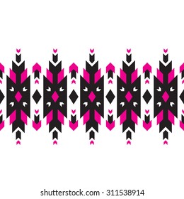 Tribal seamless colorful geometric border pattern.