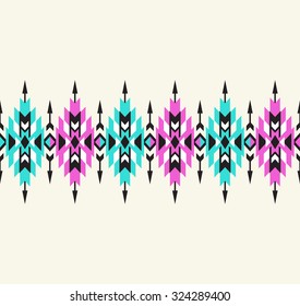 Tribal seamless colorful geometric border pattern.