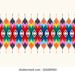 Tribal seamless colorful geometric border pattern.