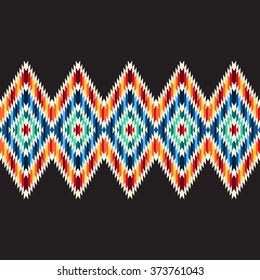 Tribal seamless colorful geometric border pattern.