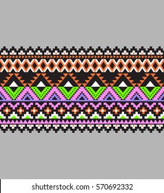 Tribal seamless colorful geometric border pattern. Ethnic vector texture.Traditional ornament.