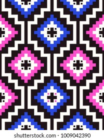Tribal seamless colorful geometric pattern. Ethnic vector texture.Traditional ornament.