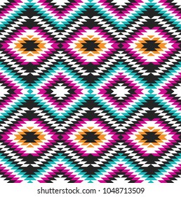 Tribal seamless colorful geometric pattern. Ethnic vector texture.Traditional ornament.
