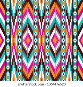 Tribal seamless colorful geometric pattern. Ethnic vector texture.Traditional ornament.