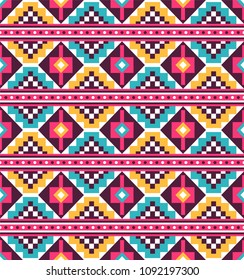 Tribal seamless colorful geometric pattern. Ethnic vector texture.Traditional ornament.