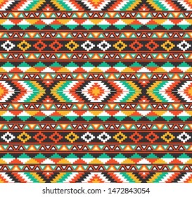 Tribal seamless colorful geometric pattern. Ethnic vector texture.Traditional ornament.