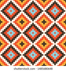 Tribal seamless colorful geometric pattern. Ethnic vector texture.Traditional ornament.