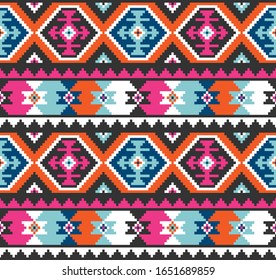 Patrón geométrico tribal de colores sin fisuras. Textura vectorial étnica.Ornamento tradicional.
