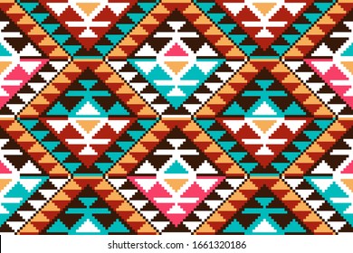Tribal seamless colorful geometric pattern. Ethnic vector texture.Traditional ornament.