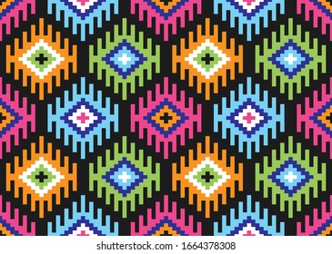 Tribal seamless colorful geometric pattern. Ethnic vector texture.Traditional ornament.